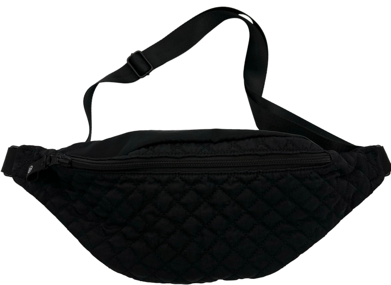 BelizeNY01B Black nylon/multi canvas reversible belt bag - Jeanne Lottie