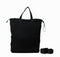 KoreaNY01B Black nylon/multi canvas reversible tote/knapsack - Jeanne Lottie